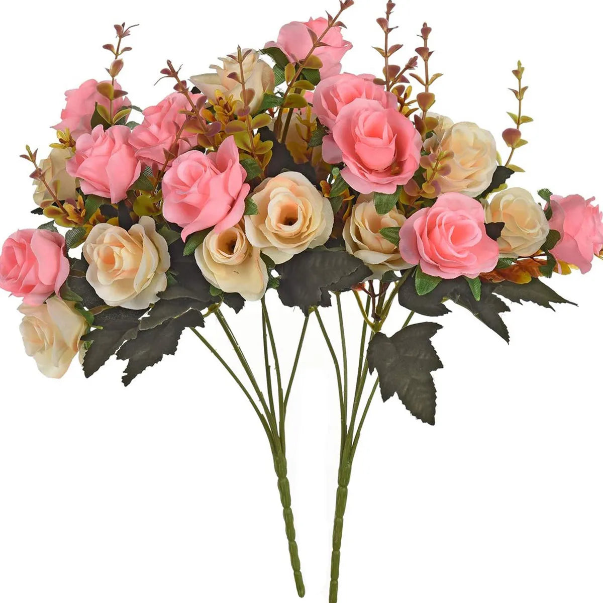 décoration maison bouquet fleurs artificielles rouge crème bleu vert extérieur champêtre