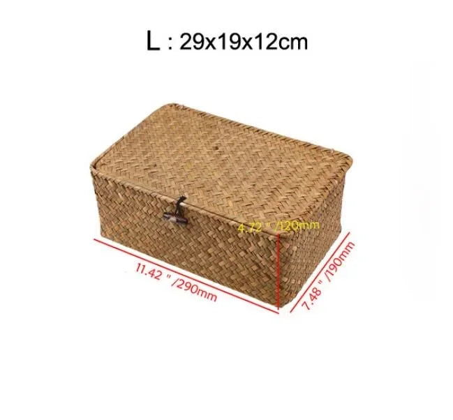 paniers rangement tissés paille naturelle rustiques conteneurs stockage serviettes cosmétiques bain respectueux environnement différents