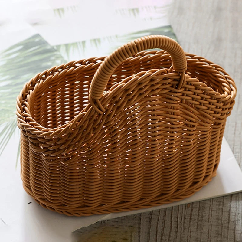 paniers rangement rotin marron clair tressage régulier rustique maison cuisine