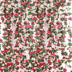 guirlande artificielle rose fleurs feuilles vertes decoration romantique maison mariageintérieur