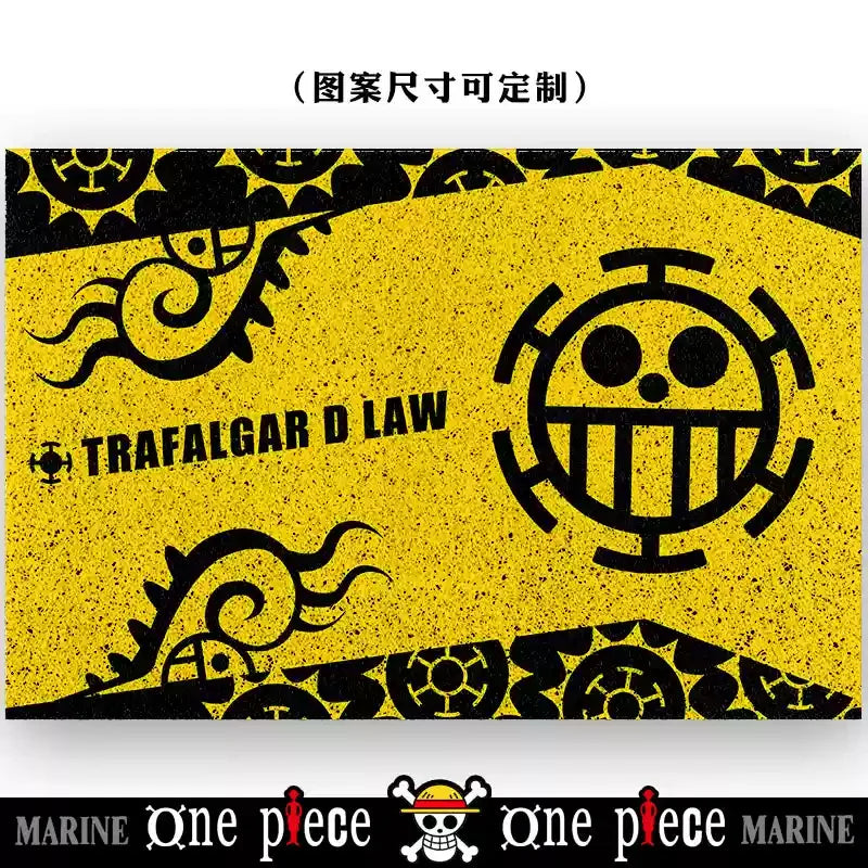 tapis d'entrée one piece noir blanc rouge personnages bienvenue chez toi logo/svg anime moderne