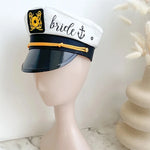 chapeau marin chapeau mariage sash nuptial ancre dorée écriture cursive blanc or festif