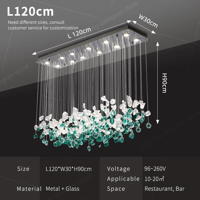 suspension lumineuse led moderne cristal transparent vert blanc
