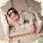 lit bébé vintage points noir motif floral confortable couverture oreiller