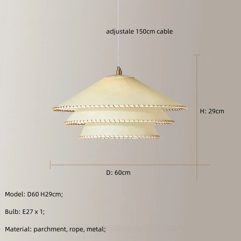 lampe suspendue moderne beige clair bord doré chaîne métallique 40cm 50cm 60cm lumière chaude
