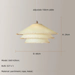 lampe suspendue moderne beige clair bord doré chaîne métallique 40cm 50cm 60cm lumière chaude