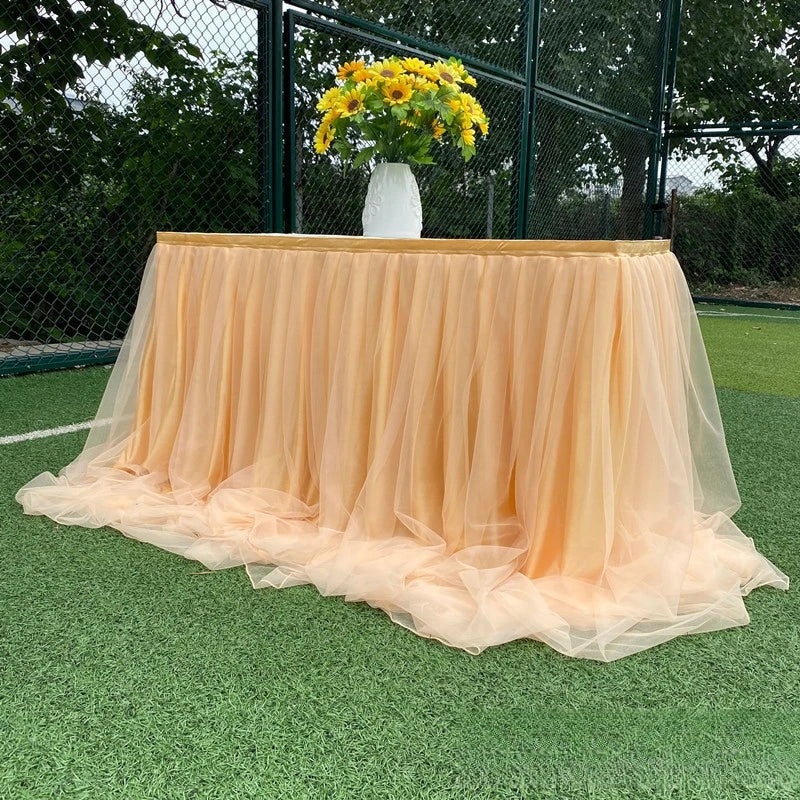 jupe table tulle opaque peach bleu rose violet blanc événements anniversaires mariages festives