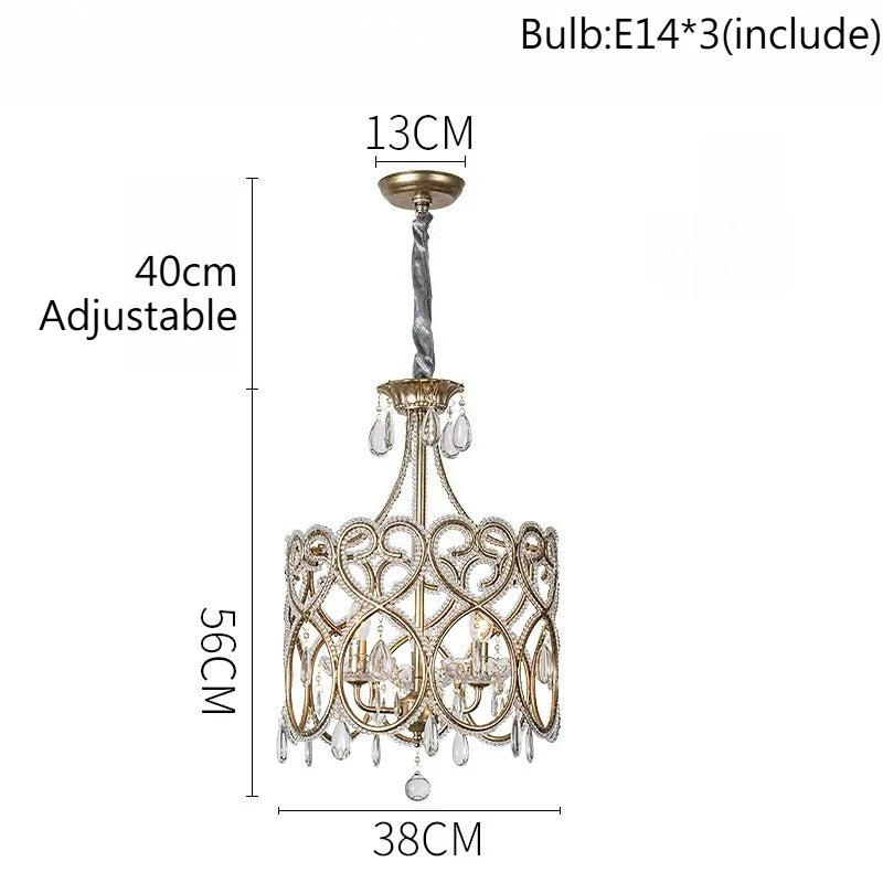 lustre cristal cuivre poli baroque décoration salon luminaires suspendus led doré transparent