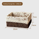 paniers rangement tissu imprimé floral dentelle rustique beige marron clair réutilisable stockage maison jouets