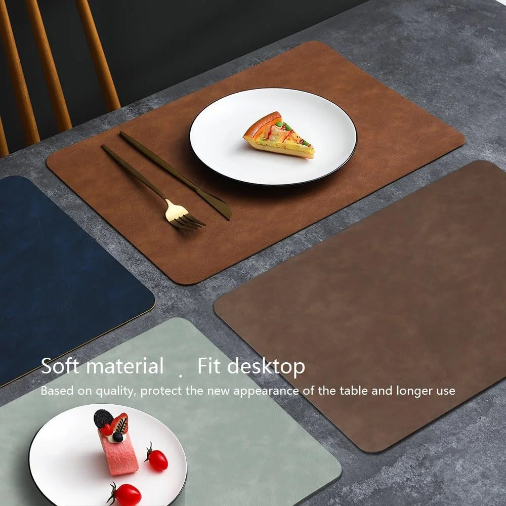 tapis table rectangulaire simili cuir marron clair moderne cuisine décoration