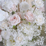 arrangement floral artificiel blanc romantique mariage roses orchidées gypsophile 80cm 40cm vase crème