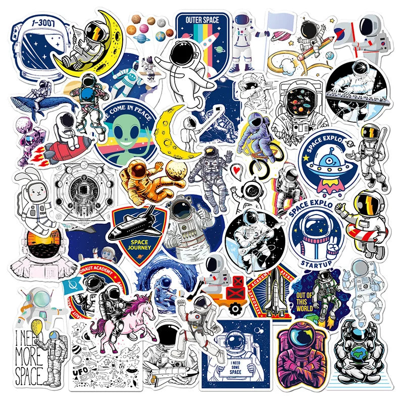 stickers cartoon astronautes planètes étoiles décoration diy carnet notes skateboard enfants adolescents