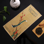 serviettes thé vert bleu beige peinture chinoise motifs floraux art traditionnel zipper cuisine