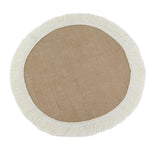 serviettes table boho chic motifs géométriques pompons noirs beige tables manger rondes 36 38