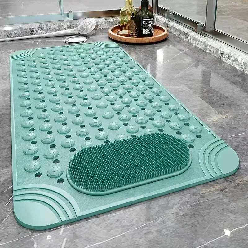 tapis bain antidérapant texturé mars green bleu clair gris moderne drainage rapide sécurité maison
