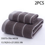 serviettes bain coton rayées gris marron classiques grandes tailles absorbantes maison