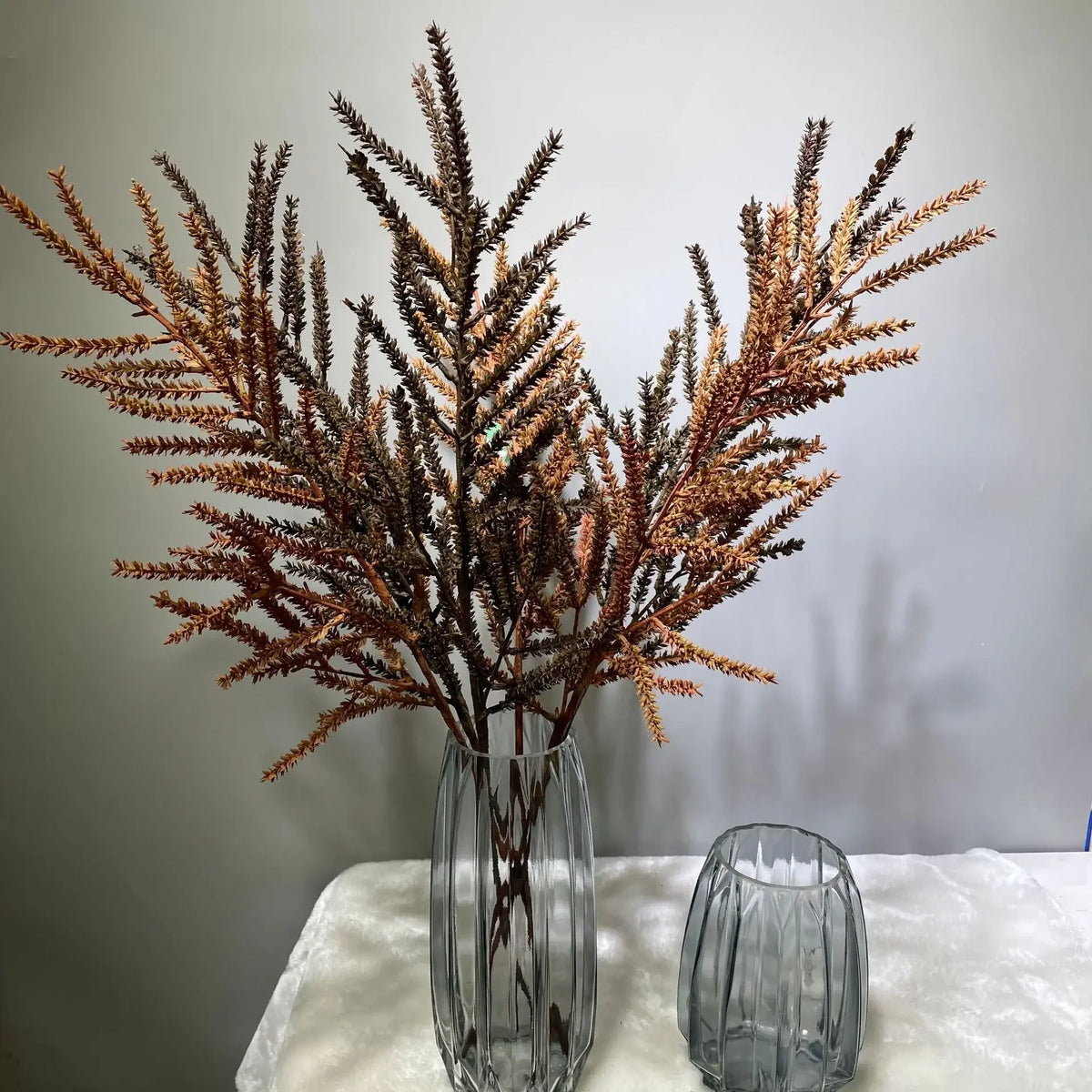 décoration extérieure branche artificielle feuilles vertes brun vase naturel expositionextérieur