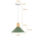 suspension lumineuse moderne vert conique câble suspendu salon chambrehôtel
