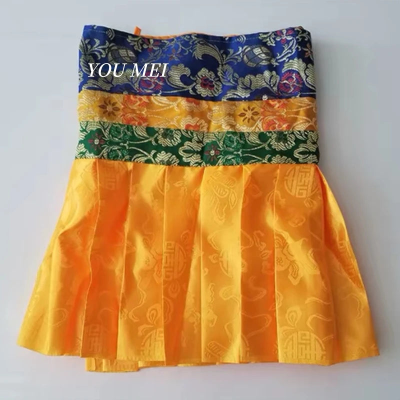 jupe classique brocart or bleu vert motifs floraux dorés hand made française erotique erotique