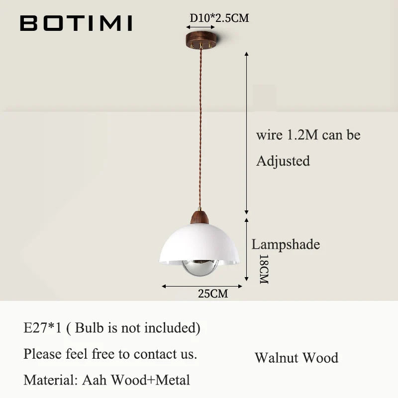 suspension lumineuse moderne ampoules blanc bois naturel rond mat opacité chaînes