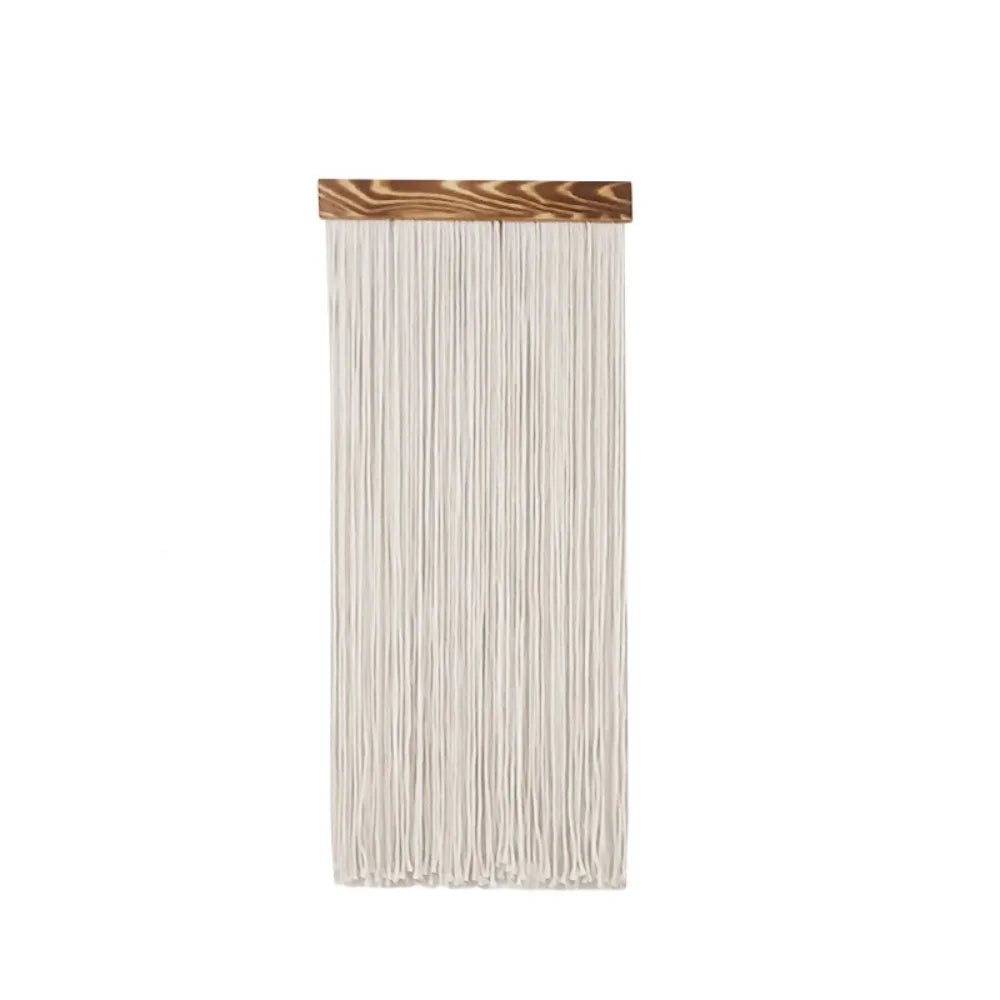 rideau franges vert olive blanc moderne minimaliste coton tissé main finition bois