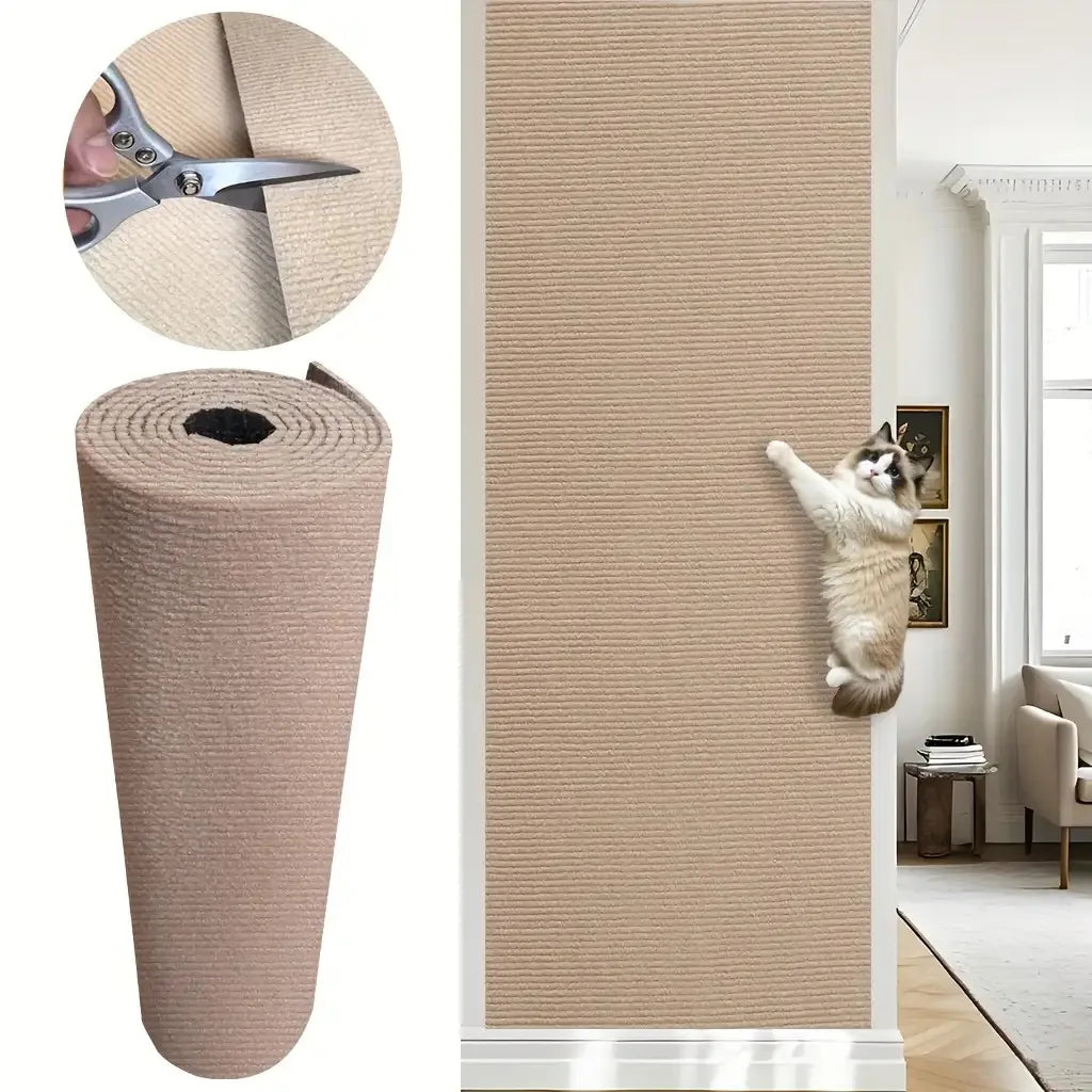 tapis grattage chats texture tissée adhésif beige moderne 40x300cm