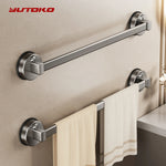 porte serviettes mural gris lisse ventouse acier laqué moderne salle bain non perforant simple