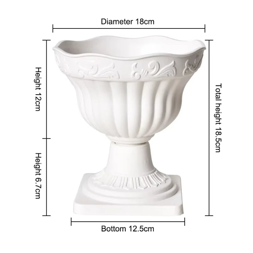 cache pot blanc rayures verticales classique balcon décoration porche fleuri porcelaine haute qualitéextérieur decoration