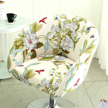 housse chaise extensible motif floral moderne fauteuil salle manger décor maison élastique