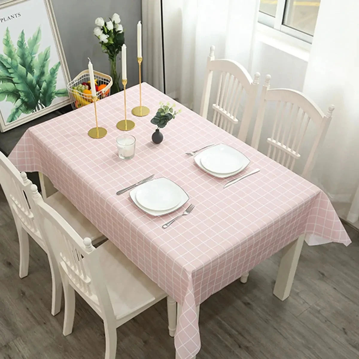 nappe table carreaux noirs moderne pvc blanc gris résistante huile imperméable minimaliste
