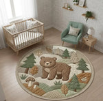 tapis rond animalier moderne polyester antidérapant 80x80cm 120x120cm salon chambre decoration