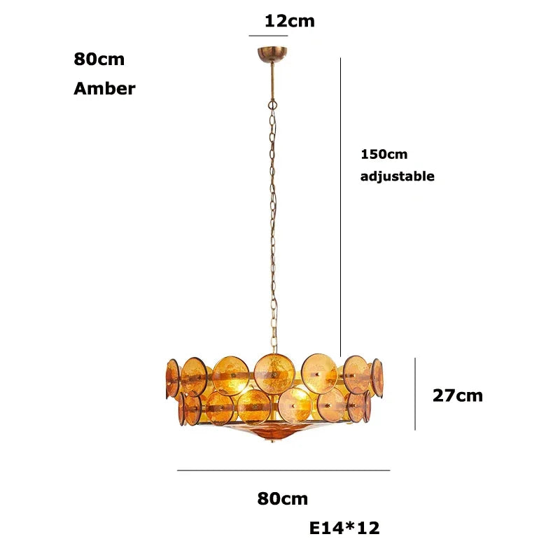 lustre moderne orange jaune blanc circulaire translucide chaîne suspension élégante 60cm 80cm