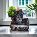 décoration zen fontaine cascade relief rocher lanterne animaux naturelle japonaise salon