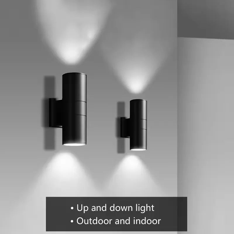 lampe murale led moderne 10w 20w noir mat ip65 étanche 90mm 160mm