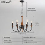 lustre bois vintage noir ampoules e14 cinq bras salon chambre coucher rustique