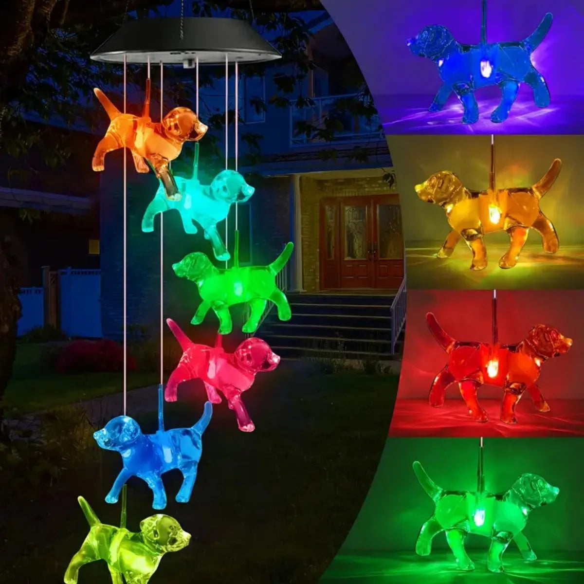 Mobiles solaires oiseaux chauves souris licornes chiens étoiles lunes cerfs bleu vert rouge jaune