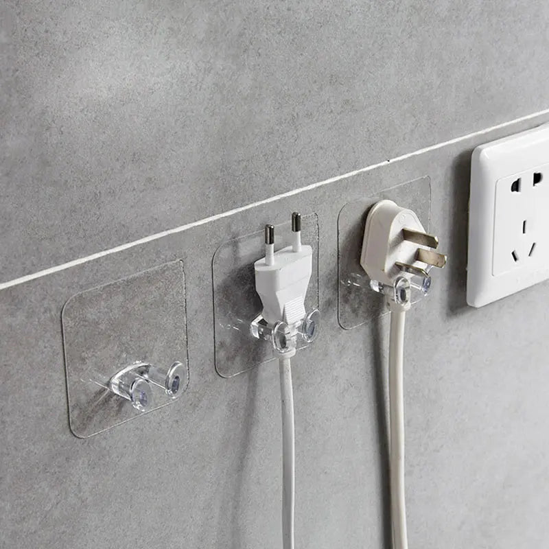 porte câbles porte clés adhésifs transparents modernes salle bains rangement sans perforation PVC