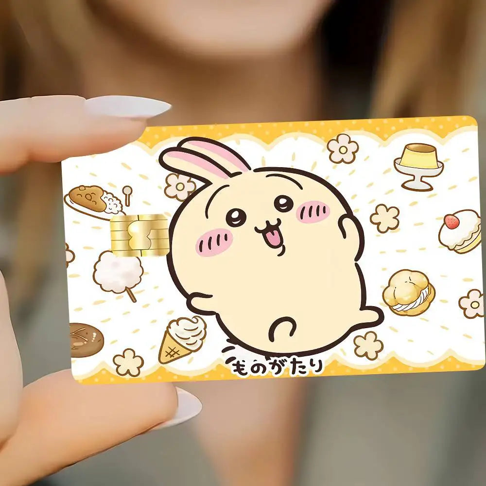 autocollants carte credit dessin anime kawaii motifs alimentaires bordures colorées