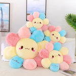 coussin kawaii peluche rose bleu jaune doux brodé tournesol 40cm imperméable mémoire anti décubitus