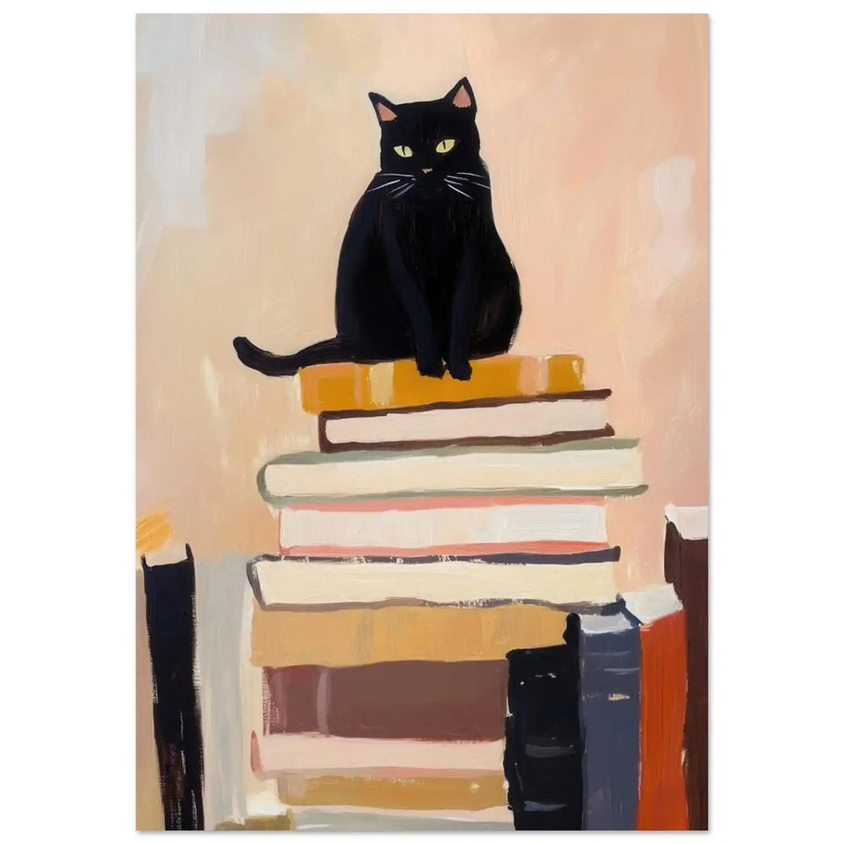 tableau moderne chat noir livres contemporain impression toile sans cadre chambre salon
