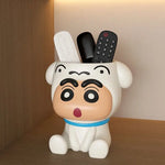 rangement porte stylos accessoires cartoon shin chan blanc orange bleu