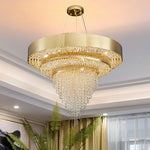 lustre doré cristal transparent moderne élégant suspension cristal chambre salon