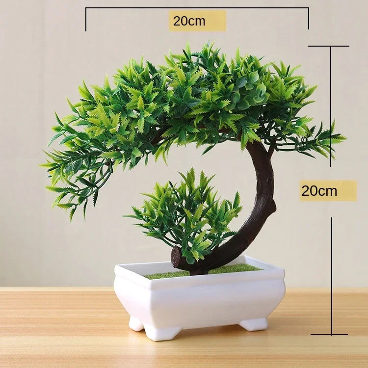 plante artificielle bonsaï miniature pot blanc décoration intérieur jardin maison vert