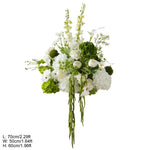 Décoration florale arché vert blanc mariage romantique extérieur classique artificielle feuillets suspension table événement