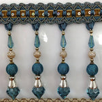 ruban décoratif strass tissu brodé élégant traditionnel bleu vert rouge or argent