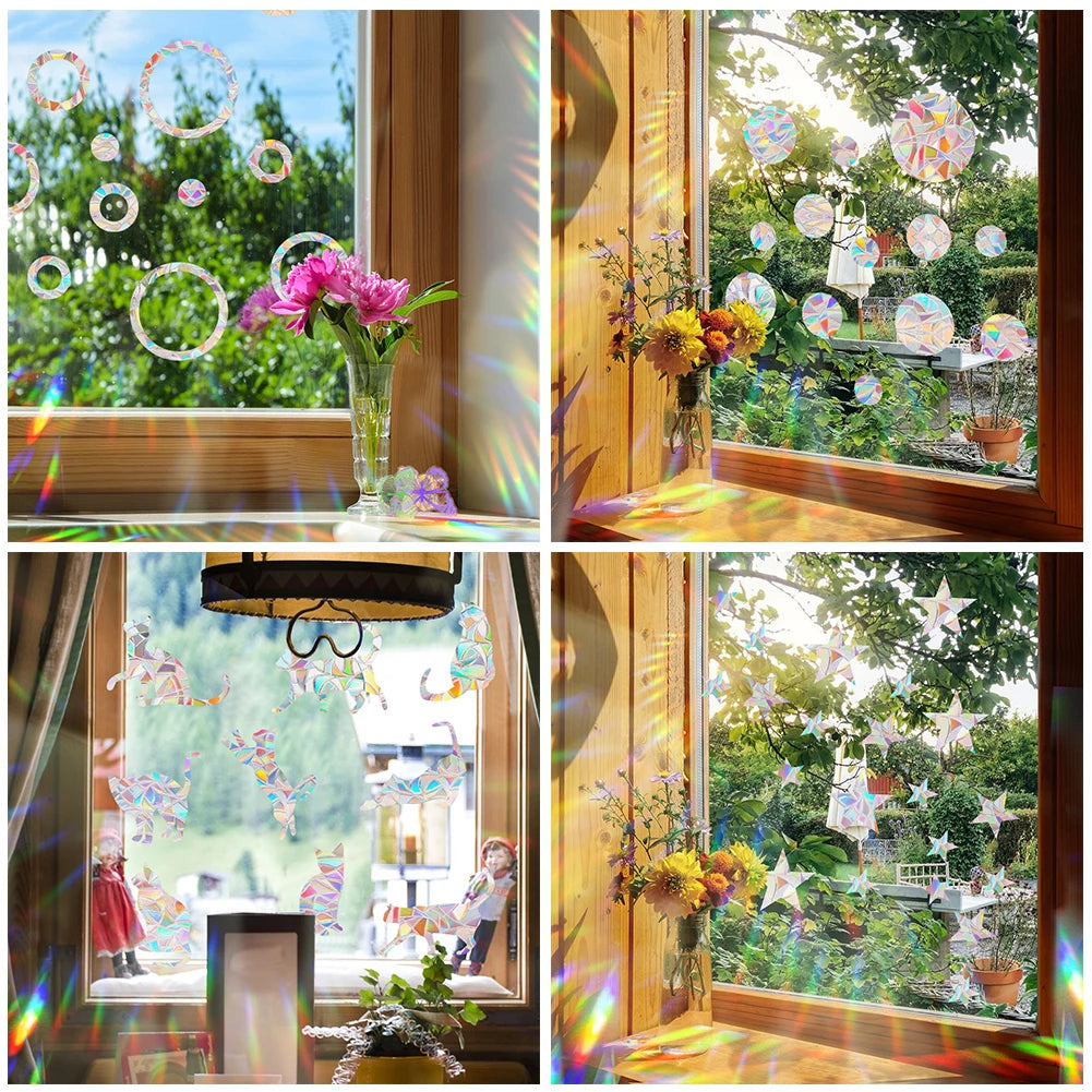 autocollants muraux décoratifs modernes multicolores motifs géométriques adhésifs intérieur extérieur vitres transparents opaques