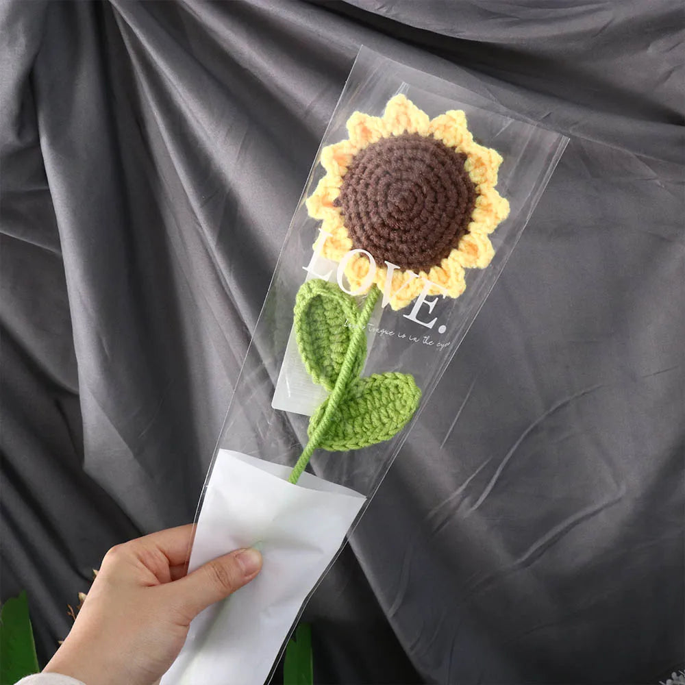 décoration intérieure bouquets fleurs tricotées jaune marron vert rustique chambre mariage anniversaire baby shower