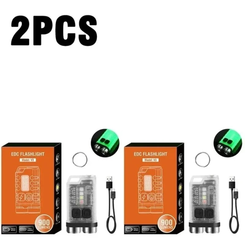lampe torche rechargeable portable led porte clés compact moderne boutons commande noir transparent