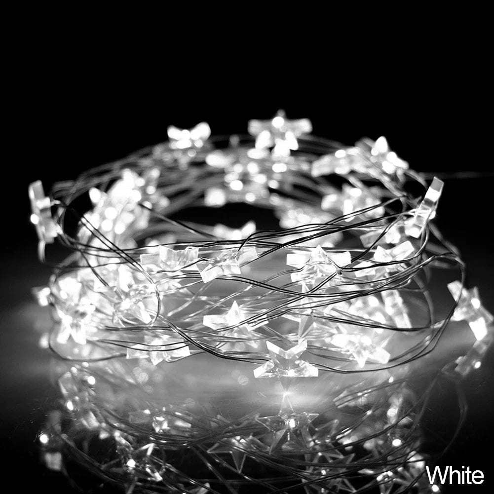 guirlande lumineuse étoiles dorées moderne 5v batterie intégrée blanc doré 1m 5m led 10l