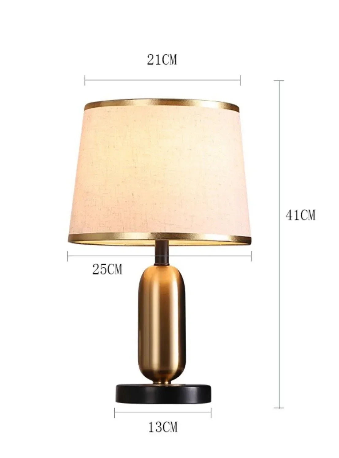 lampe table moderne or noir tissu beige base plate sans fixation led 21cm 41cm